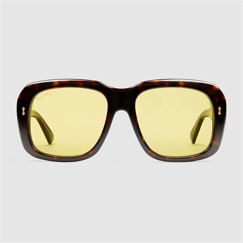 gucci sunglasses yellow lenses|Gucci yellow acetate sunglasses.